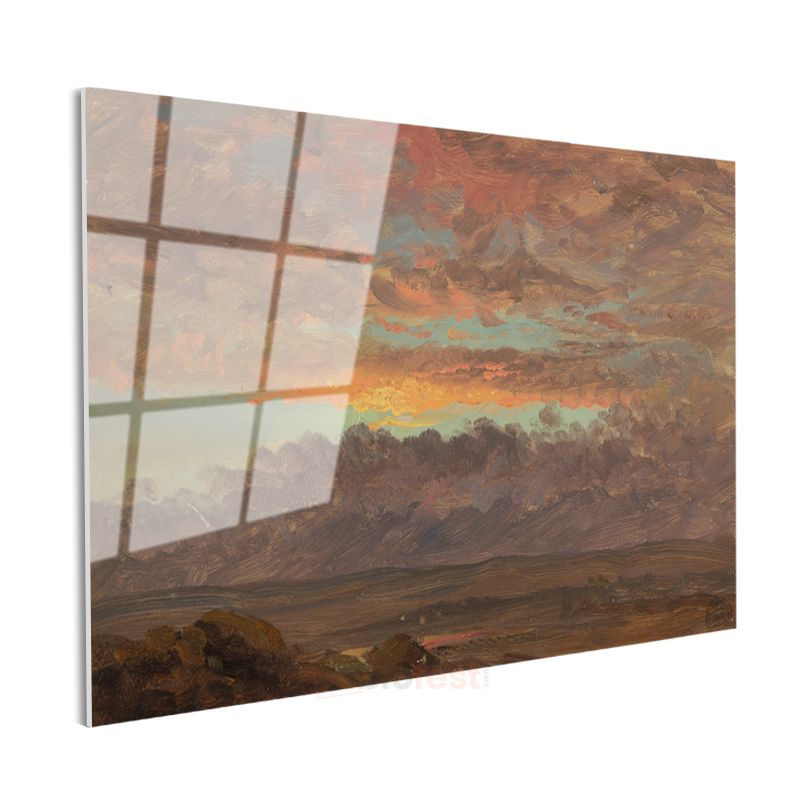 Frederic Edwin Church - Günbatımı Manzarası Cam Tablo