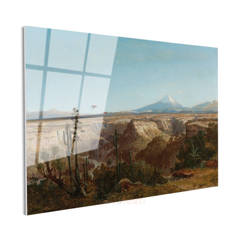 Frederic Edwin Church - Dağ Manzarası Cam Tablo