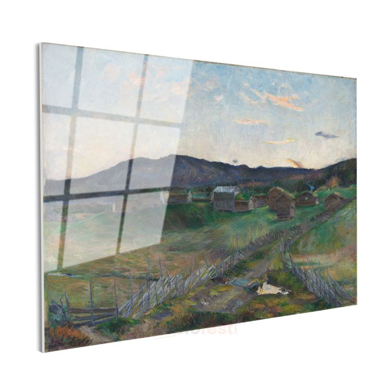 Edvard Munch - Kırsal Yerleşim Cam Tablo