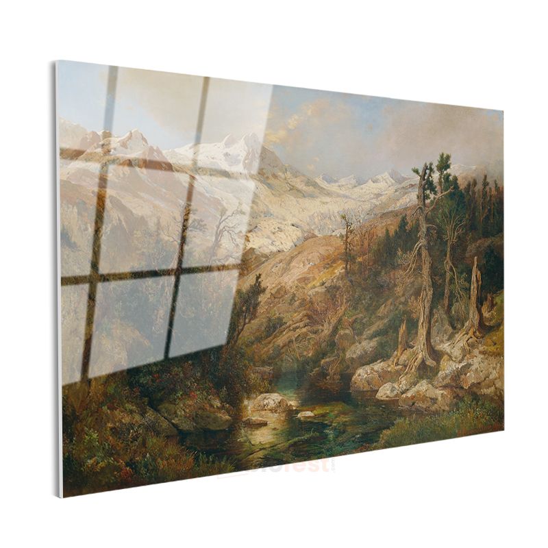 Albert Bierstadt - Dağ Manzarası Cam Tablo