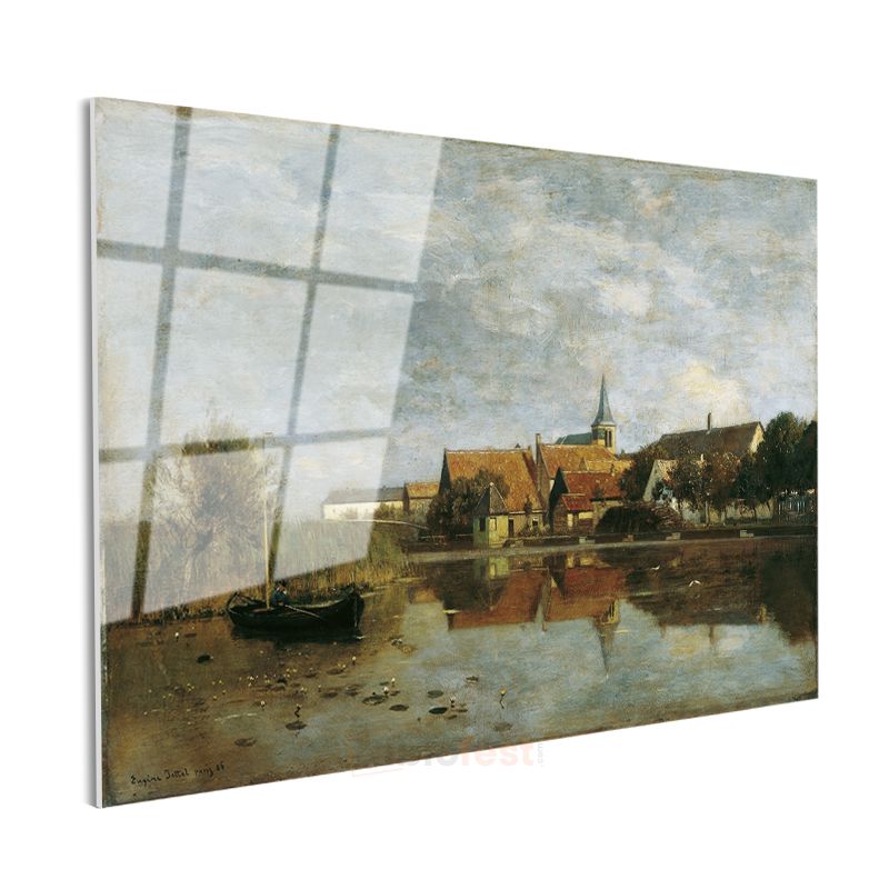 Jean-Baptiste-Camille Corot - Köy Manzarası Cam Tablo