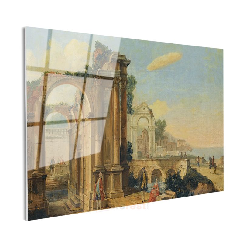 Francesco Guardi - Antik Harabe Manzarası Cam Tablo