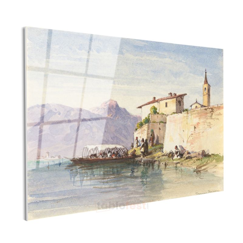 William Turner - İtalyan Göl Manzarası Cam Tablo