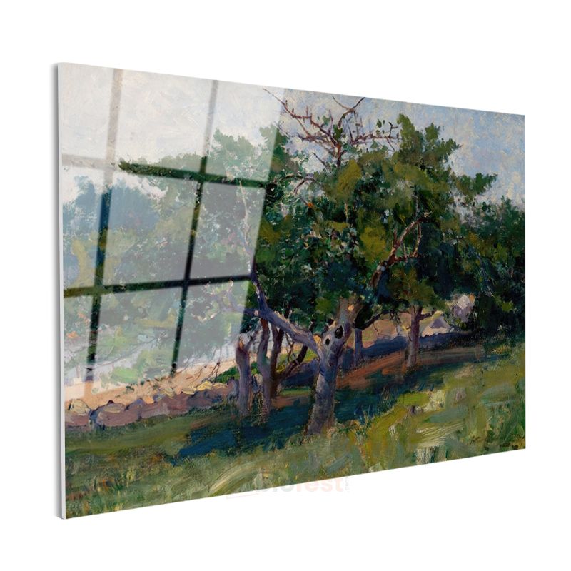 Edward Mitchell Bannister - Ağaçlık Alan Cam Tablo