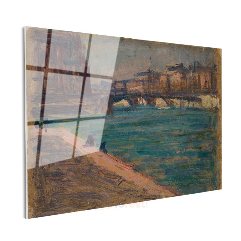 Claude Monet - Seine Nehri Üzerinde Köprü Cam Tablo