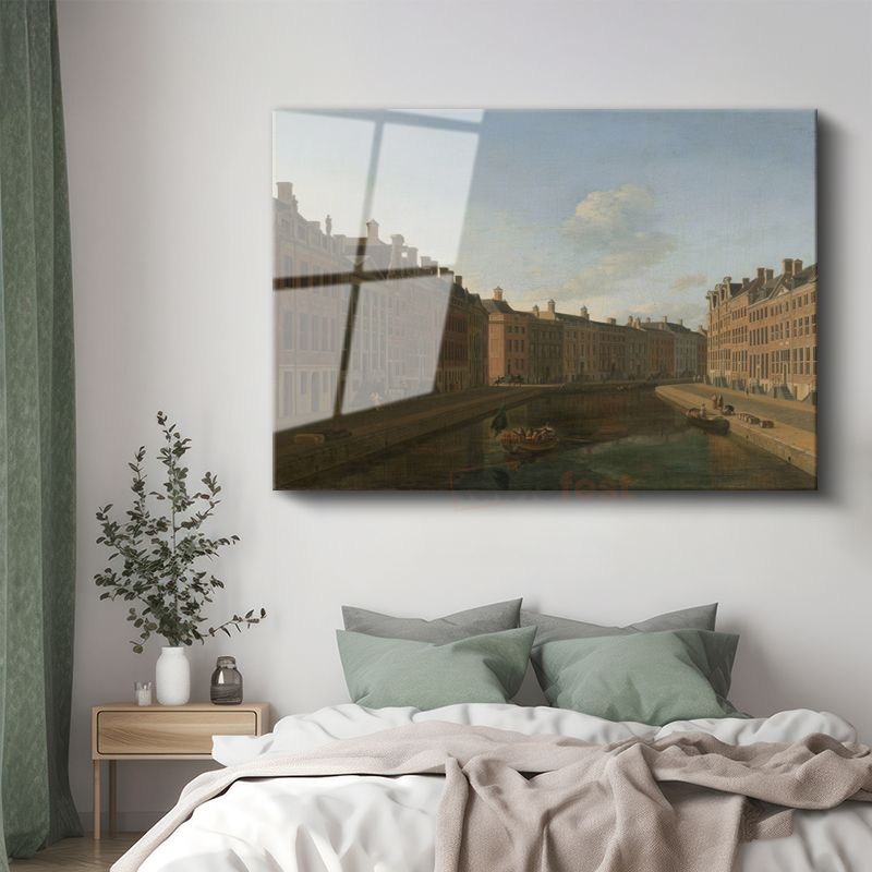 Jan van der Heyden - Amsterdam Kanalı Cam Tablo