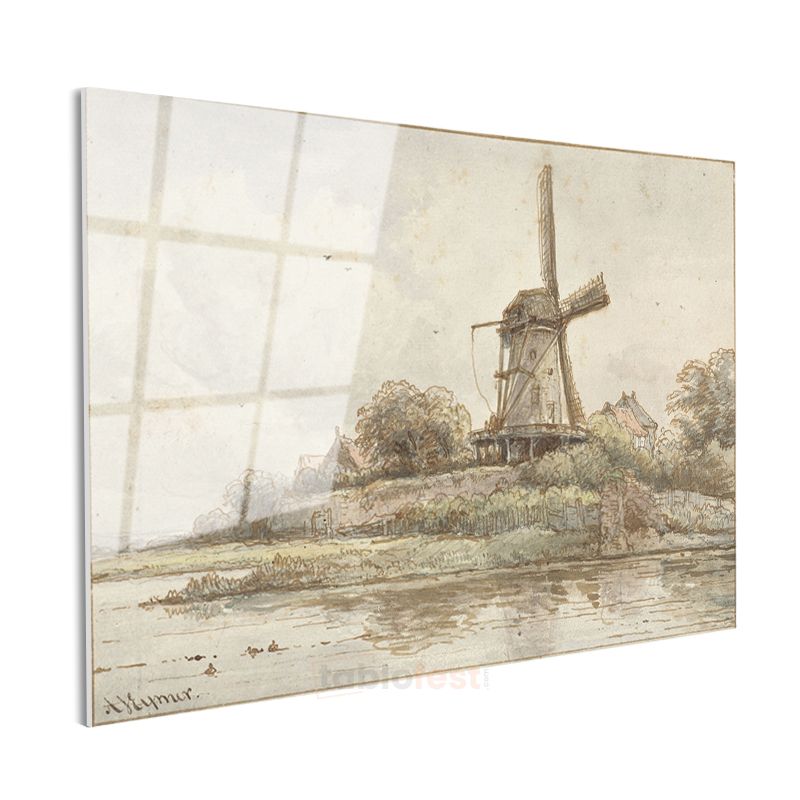 Jan van Goyen - Değirmen Manzarası Cam Tablo