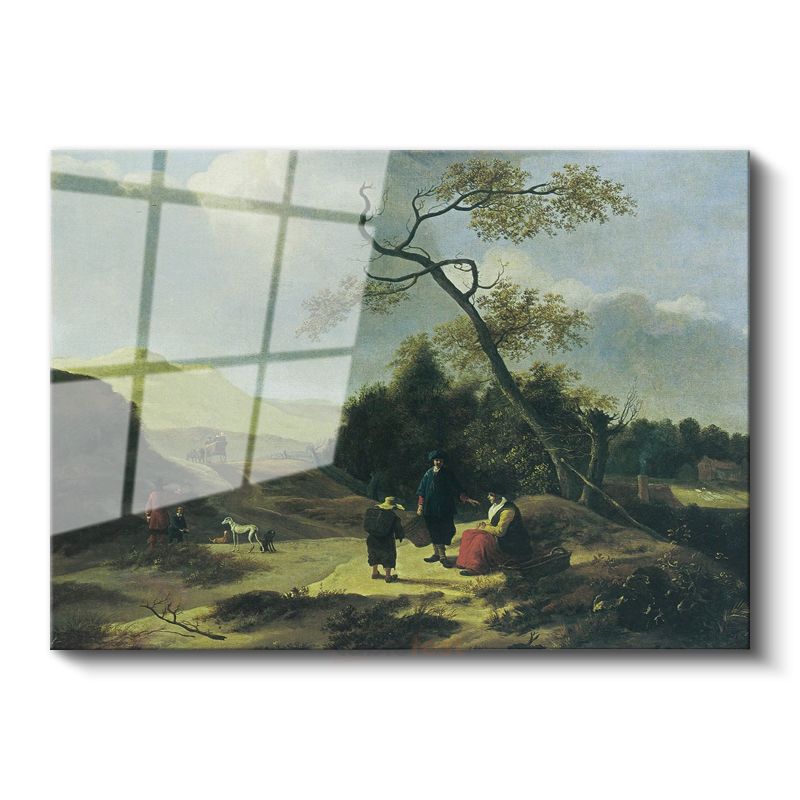 Jan van Goyen - Kırsal Yolda Yolcular Cam Tablo
