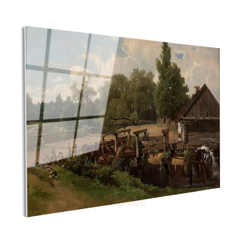 Ivan Shishkin - Kır Evi ve Değirmen Cam Tablo