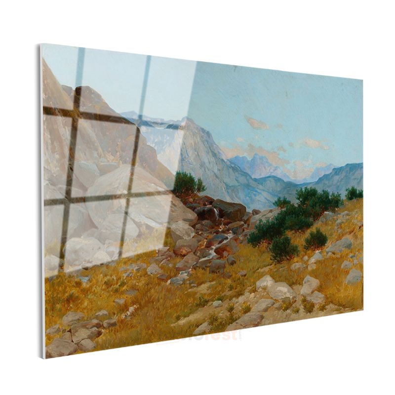 Albert Bierstadt - Dağ Manzarası Cam Tablo
