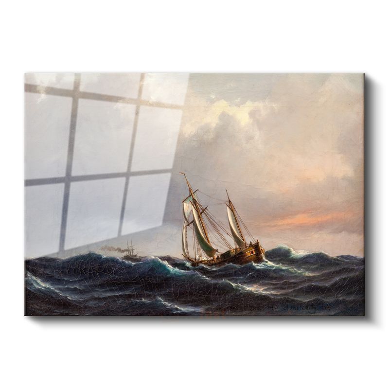 Ivan Aivazovsky - Fırtınalı Denizde Yelkenli Cam Tablo