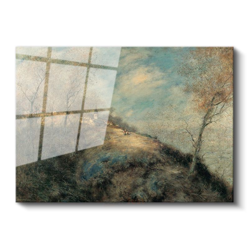 Jean-Baptiste-Camille Corot - Tepedeki Köy Cam Tablo