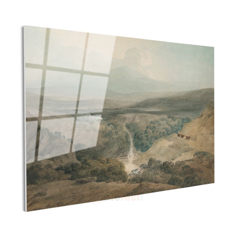 J.M.W. Turner - Vadideki Şelale Manzarası Cam Tablo