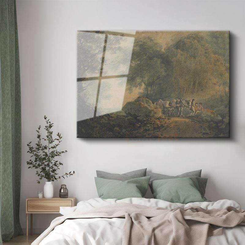 Thomas Gainsborough - Orman Yolunda Yolculuk Cam Tablo