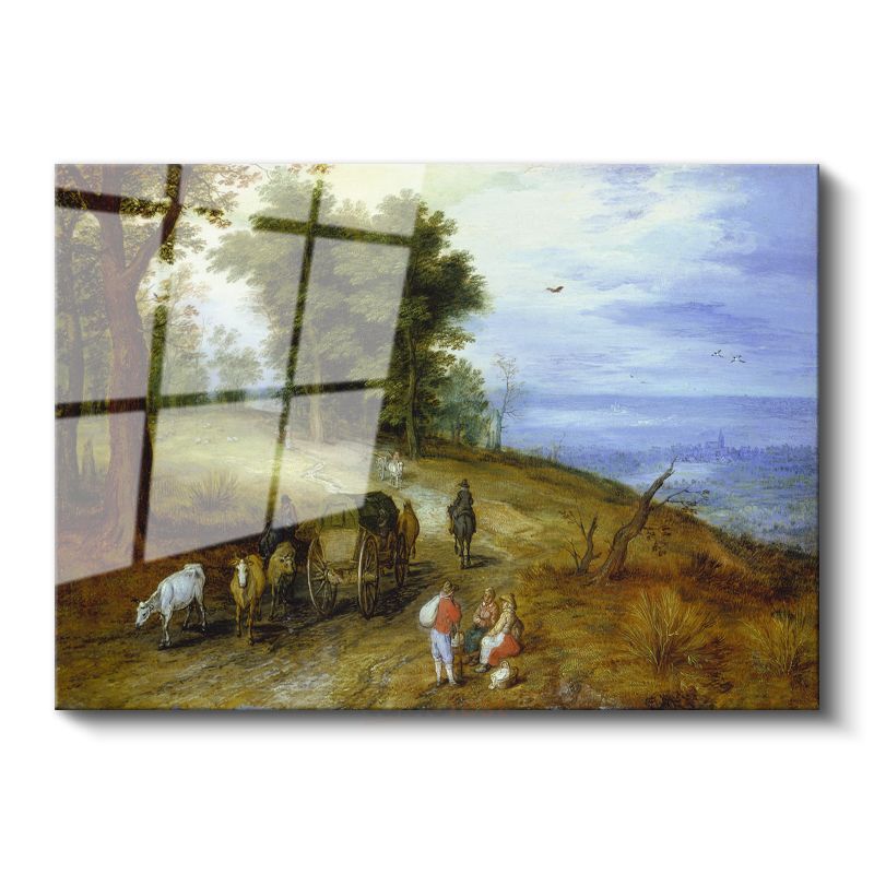 Jan Brueghel - Kırsal Yolda Yolculuk Cam Tablo