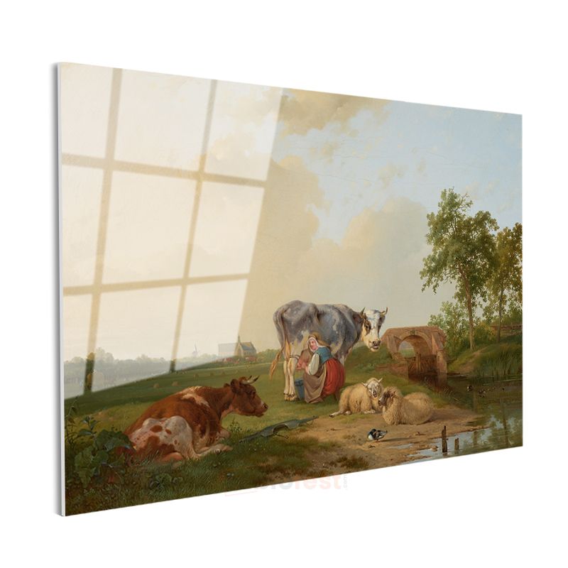 Aelbert Cuyp - Çayırda Hayvanlar Cam Tablo