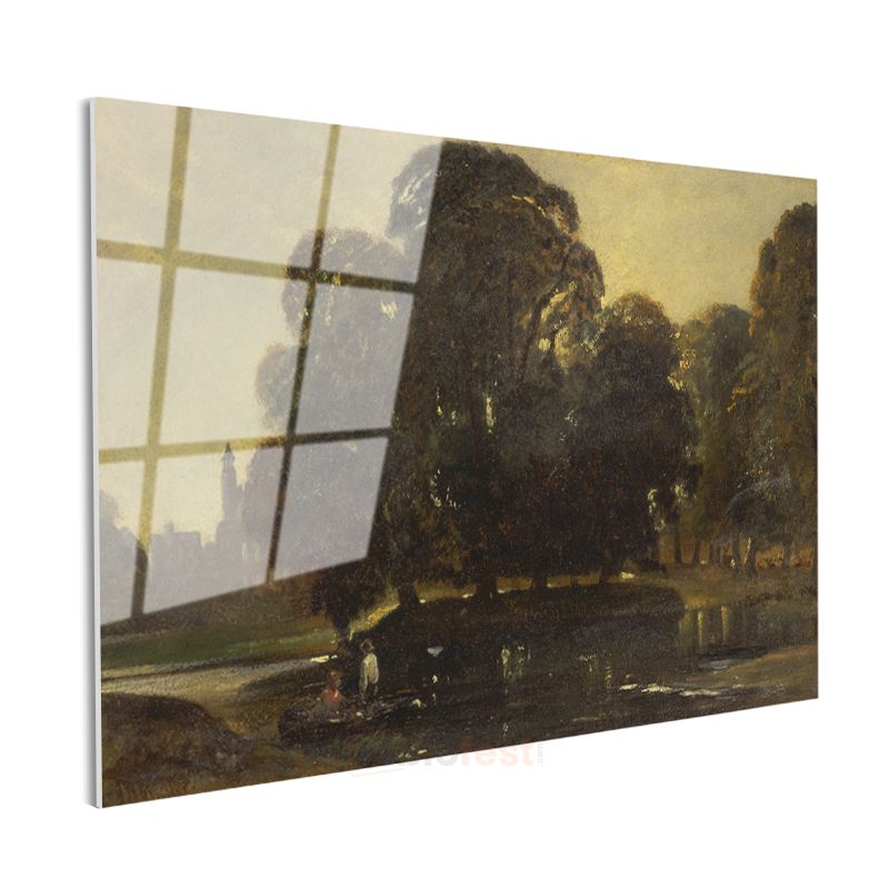 John Constable - Göl Kenarında Ağaçlar Cam Tablo