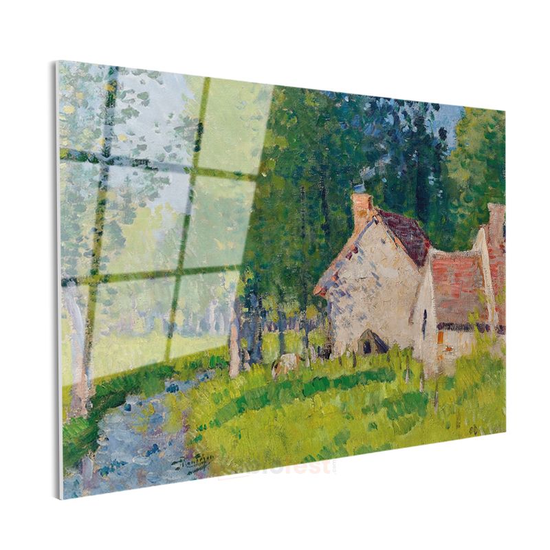 Camille Pissarro - Kır Evi Manzarası Cam Tablo