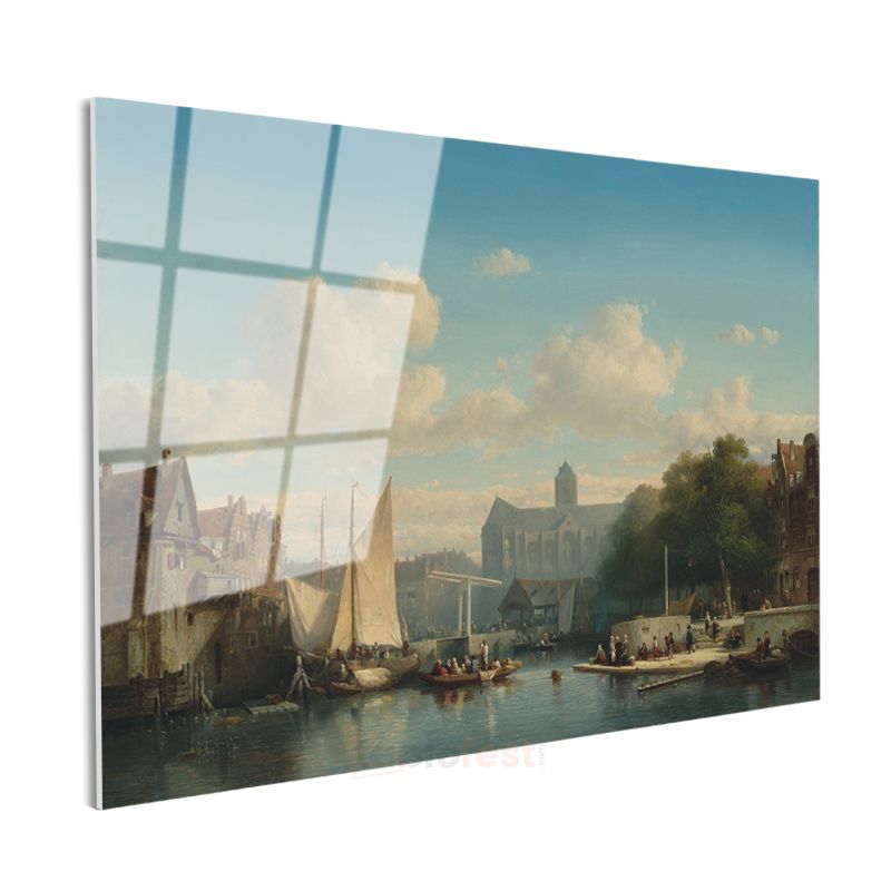 Johannes Vermeer - Hollanda Kanalı Cam Tablo