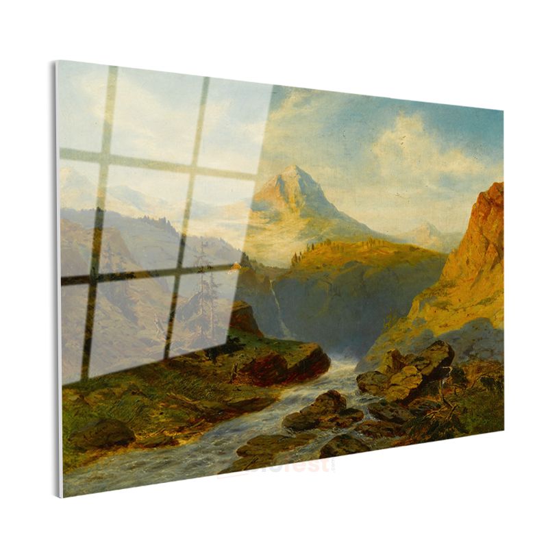 Albert Bierstadt - Dağ Vadisi Cam Tablo