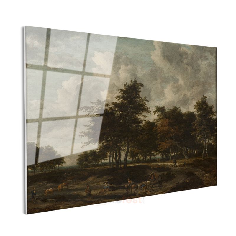 Jacob van Ruisdael - Ağaçlık Manzara Cam Tablo