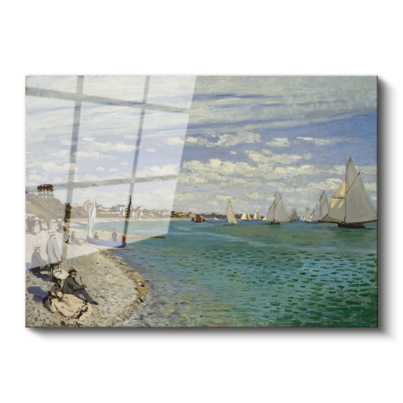 Claude Monet - Sainte-Adresse Plajı Cam Tablo
