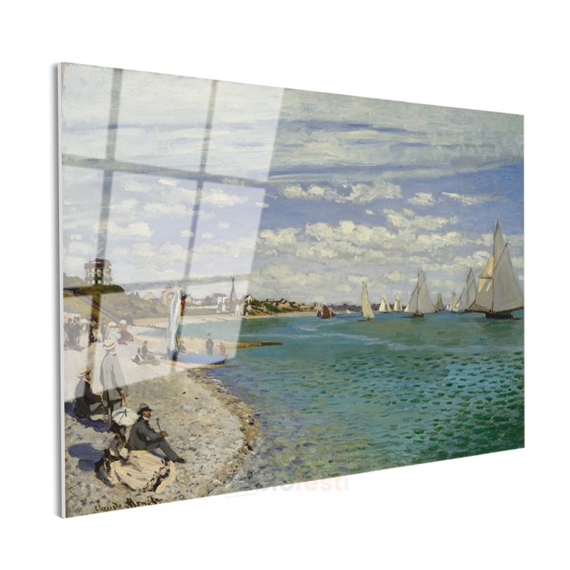 Claude Monet - Sainte-Adresse Plajı Cam Tablo