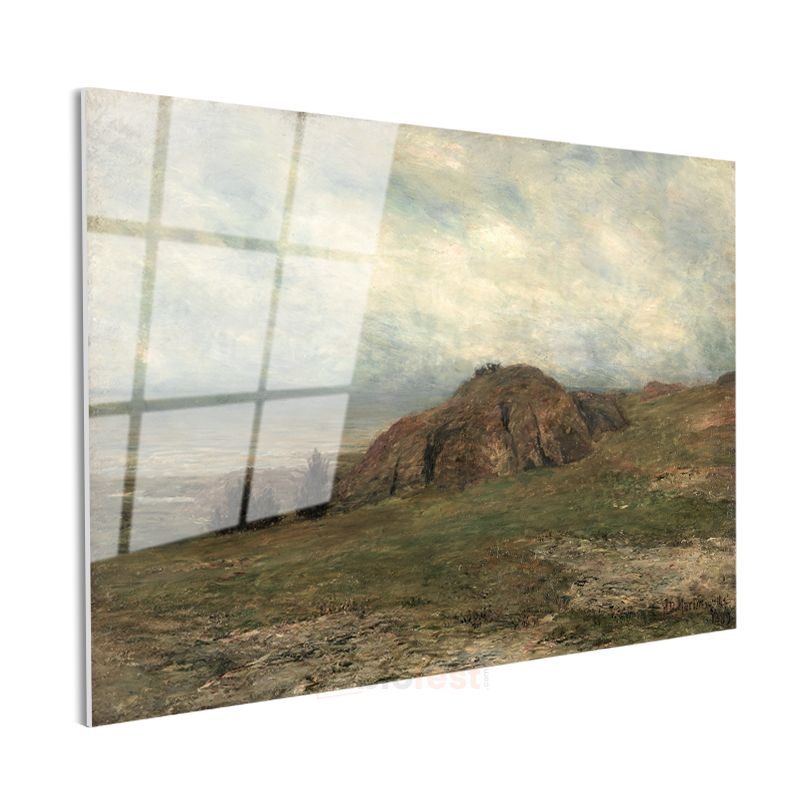 Charles-François Daubigny - Tepeler Manzarası Cam Tablo