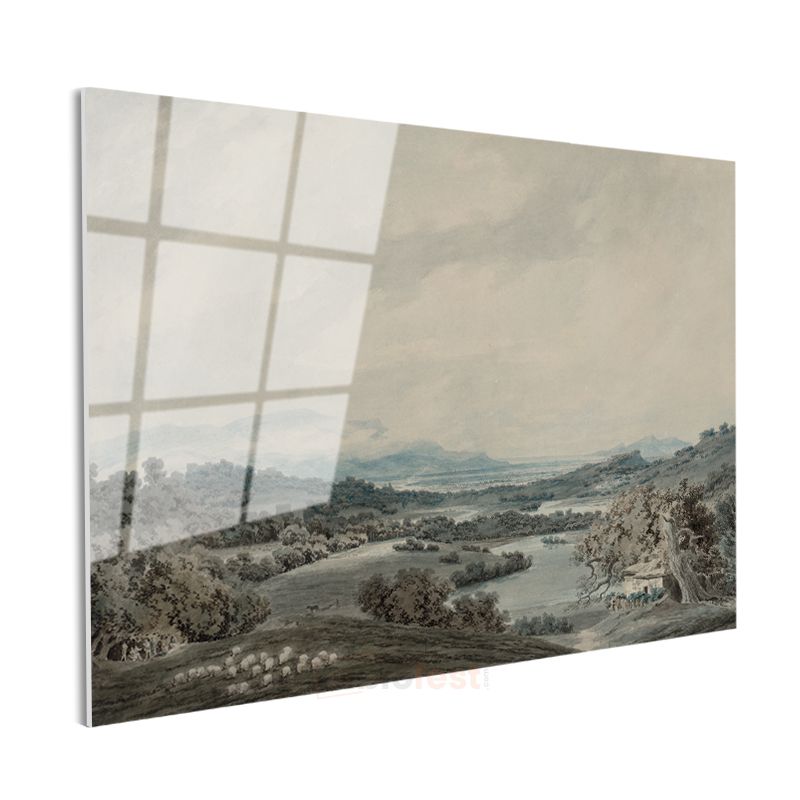 John Constable - İngiliz Kırsal Manzarası Cam Tablo