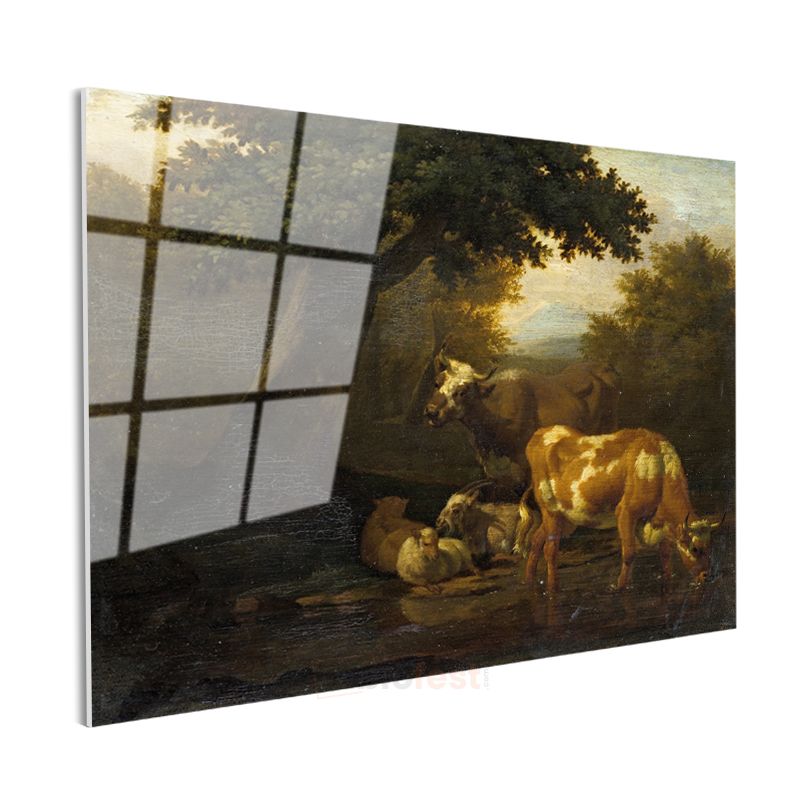 Aelbert Cuyp - Nehir Kenarında Sığırlar Cam Tablo