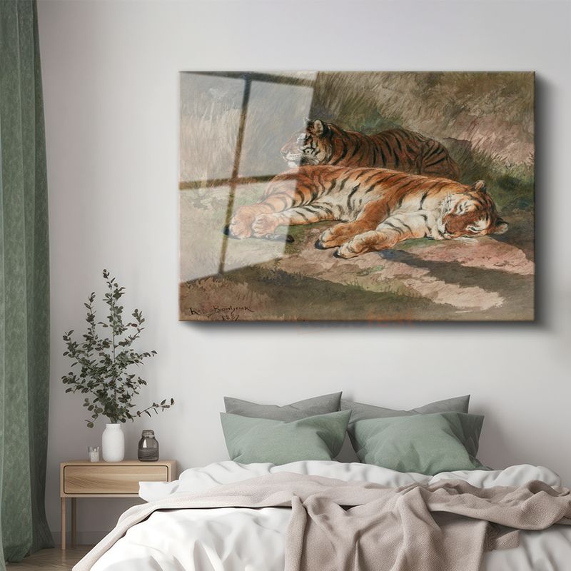 Rosa Bonheur - Dinlenen Kaplanlar Cam Tablo
