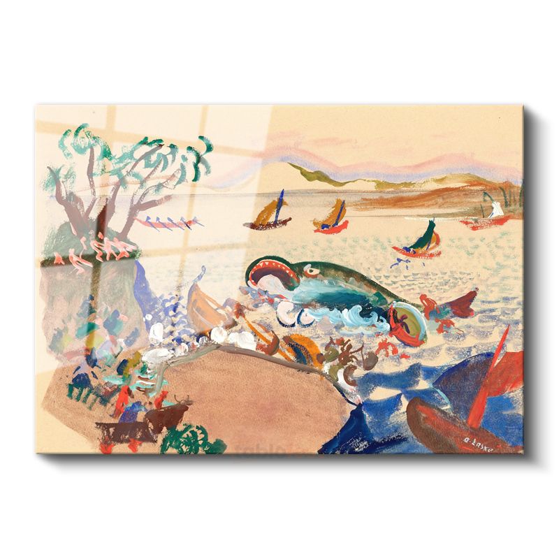 Gustave Loiseau - Renkli Sahil Manzarası Cam Tablo