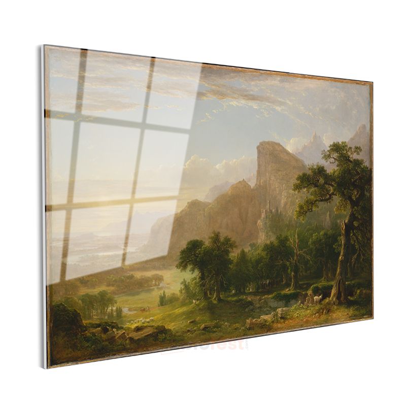 Albert Bierstadt - Vadideki Ağaçlar Cam Tablo