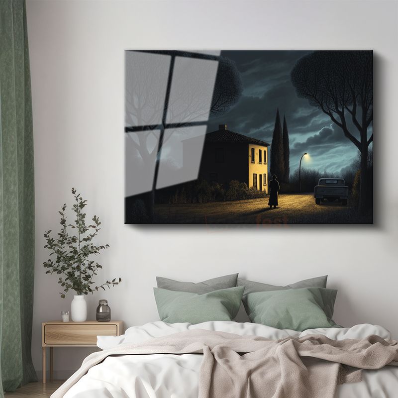 René Magritte - Gece Evi Cam Tablo