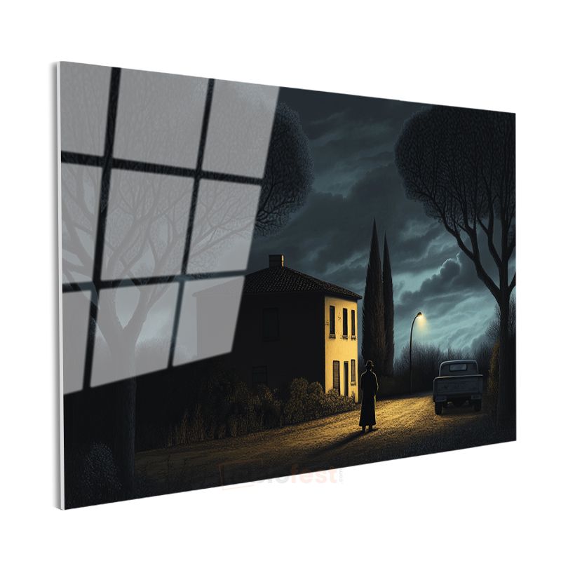 René Magritte - Gece Evi Cam Tablo