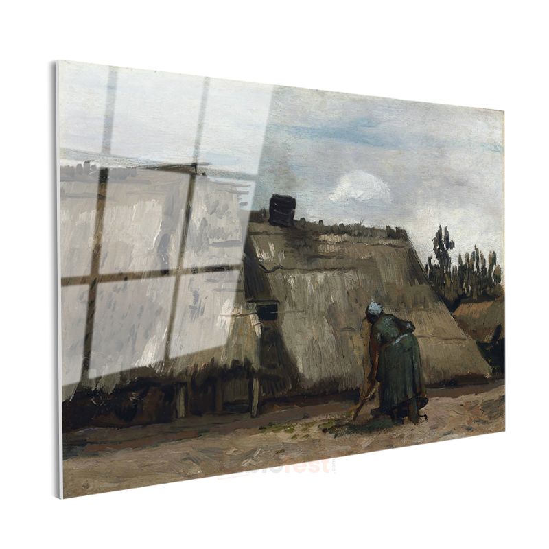 Vincent van Gogh - Saman Çatılı Kulübe Cam Tablo