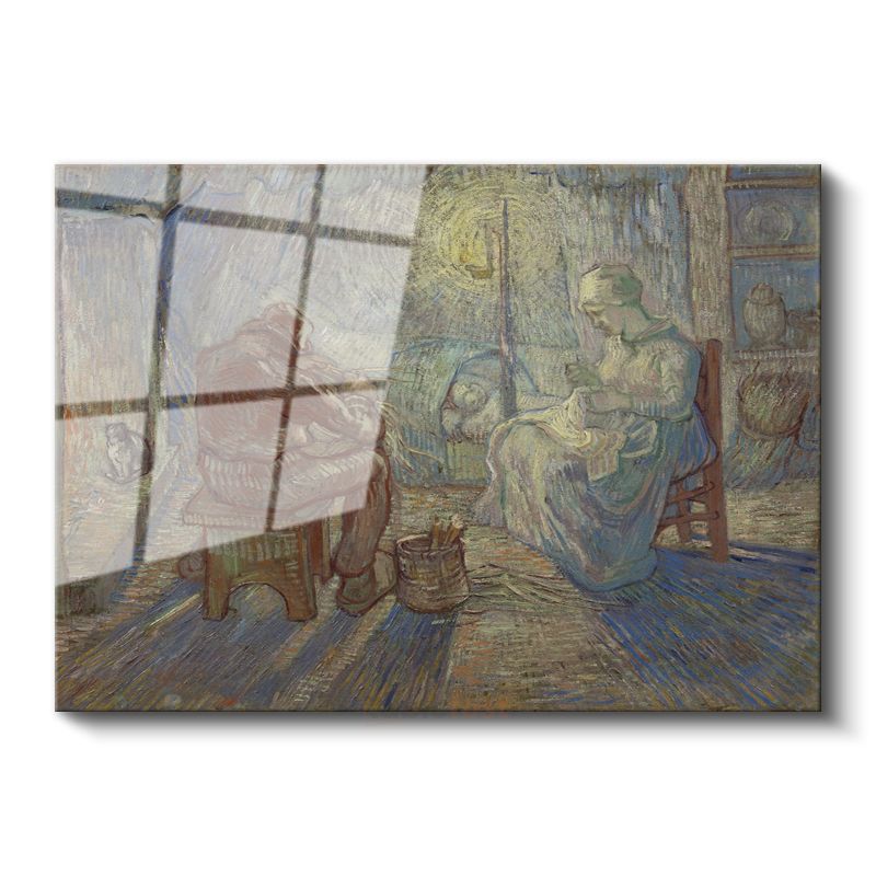 Vincent van Gogh - Akşam: Lambanın Işığında Cam Tablo