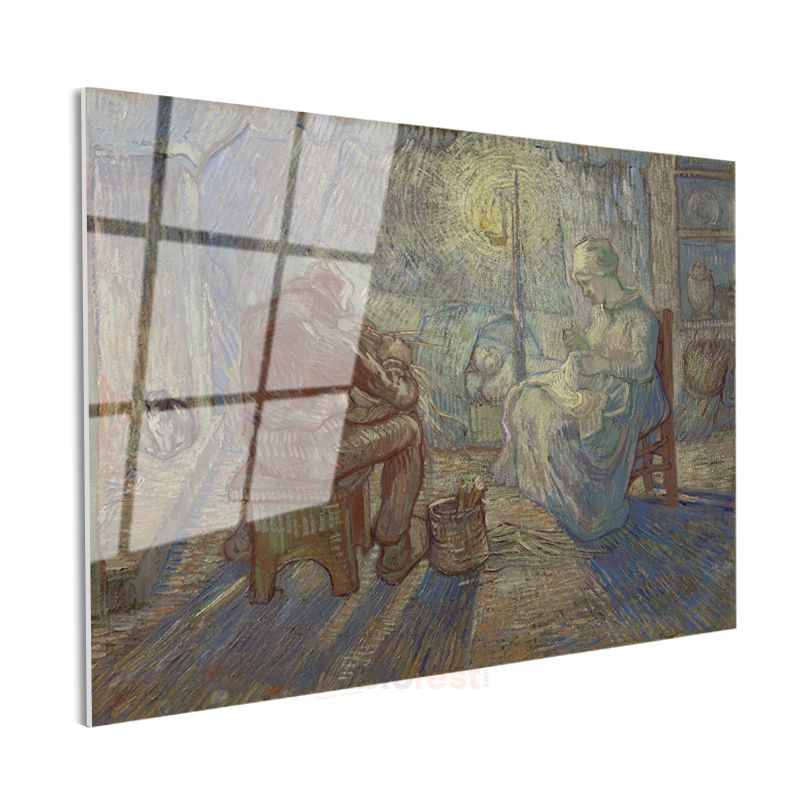 Vincent van Gogh - Akşam: Lambanın Işığında Cam Tablo