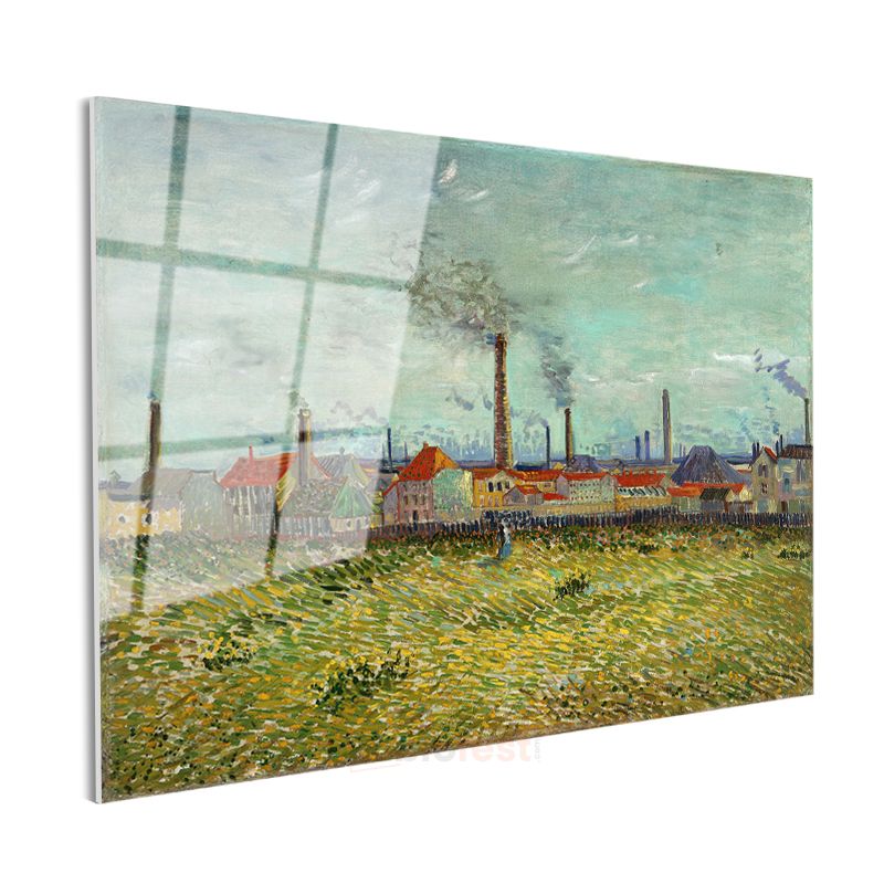 Vincent van Gogh - Fabrikalar Manzarası Cam Tablo