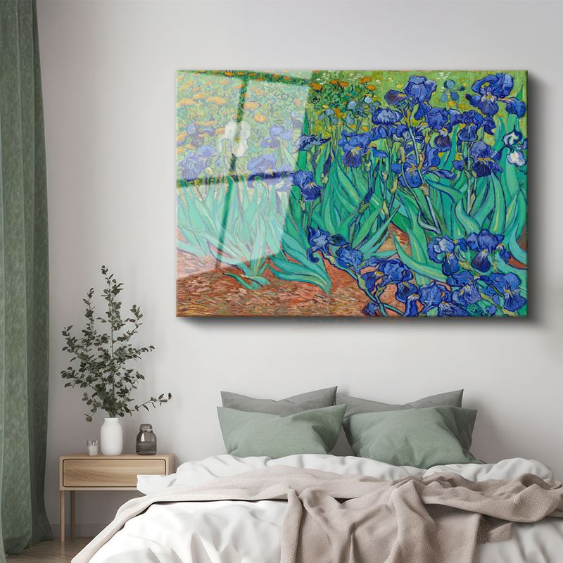 Vincent van Gogh - Süsenler Cam Tablo