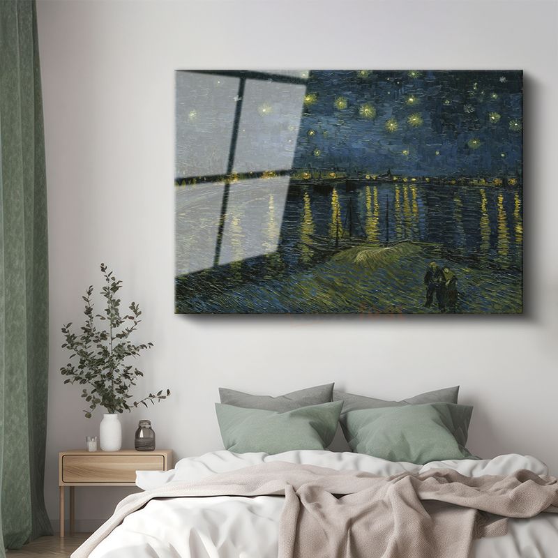Vincent van Gogh - Rhône Üzerinde Yıldızlı Gece Cam Tablo