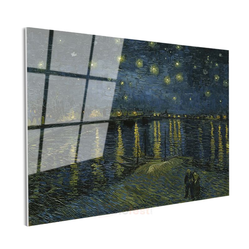 Vincent van Gogh - Rhône Üzerinde Yıldızlı Gece Cam Tablo