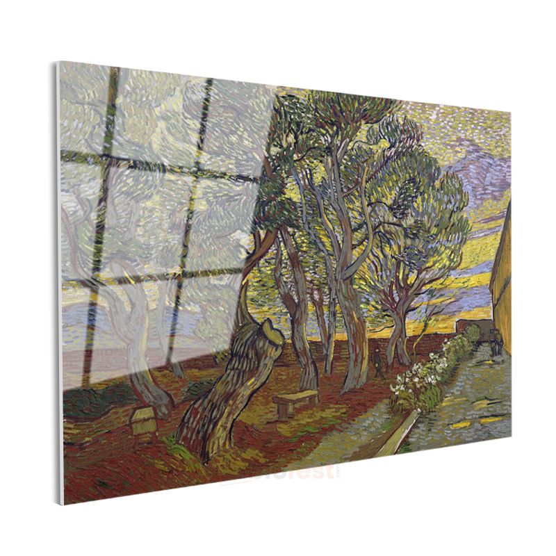 Vincent van Gogh - Hastane Bahçesindeki Ağaçlar Cam Tablo