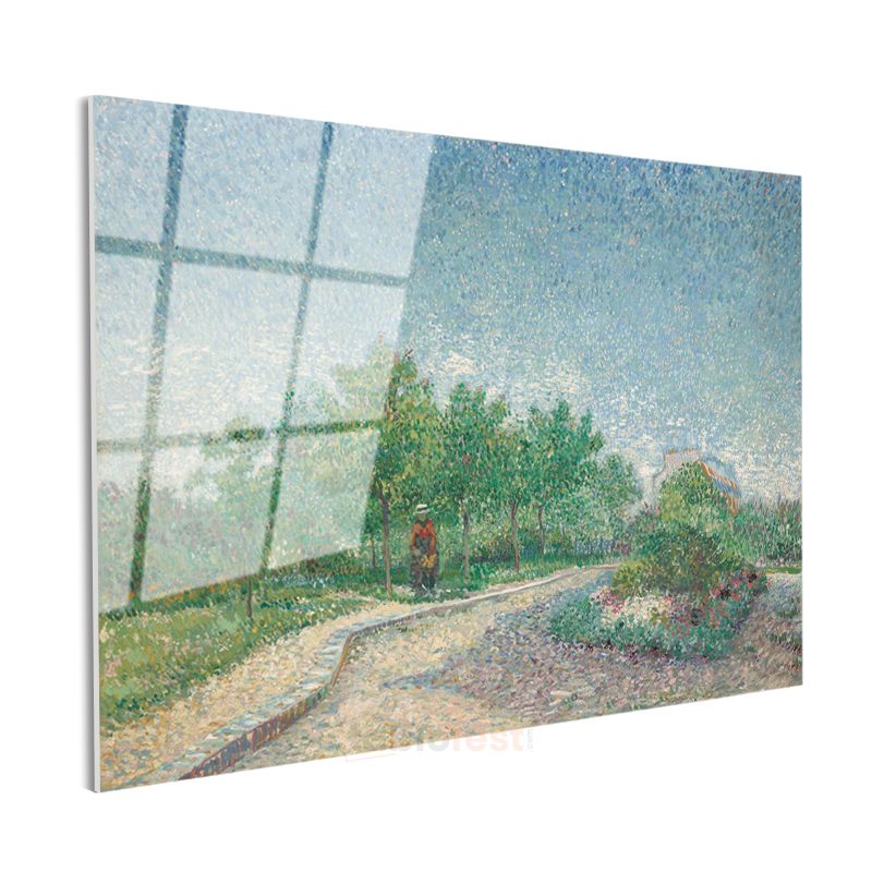 Vincent van Gogh - Ağaçlı Yol ve Figür Cam Tablo