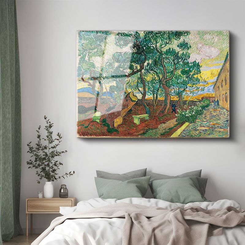 Vincent van Gogh - Hastane Bahçesi Cam Tablo