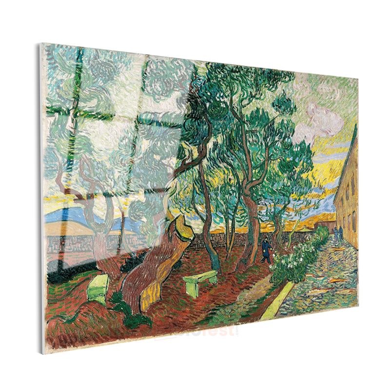 Vincent van Gogh - Hastane Bahçesi Cam Tablo