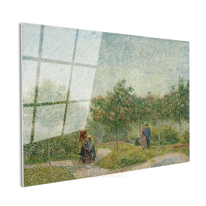 Vincent van Gogh - Flört Eden Çiftlerle Bahçe Cam Tablo