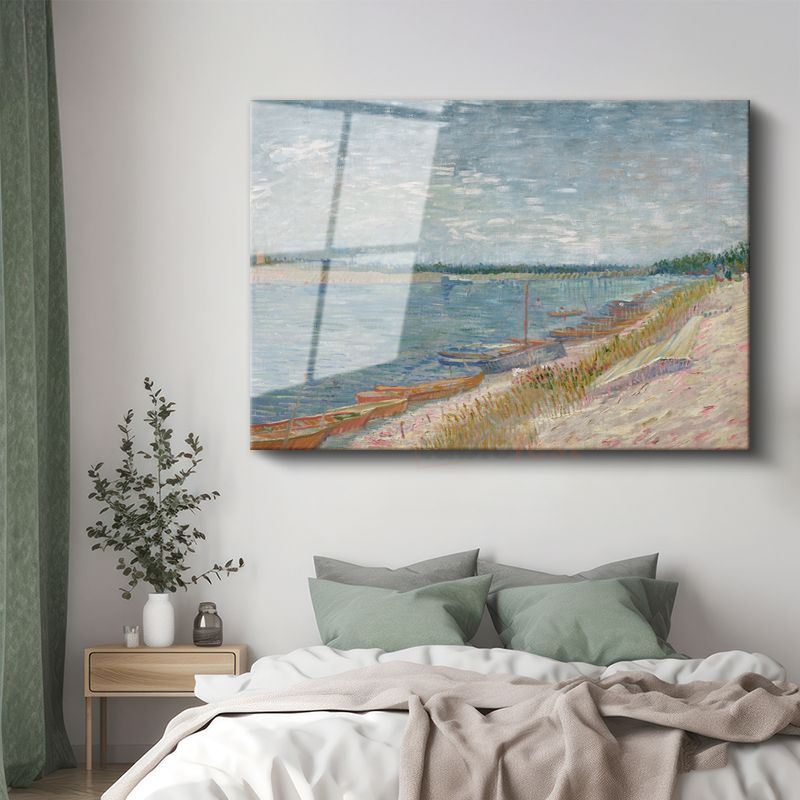 Vincent Van Gogh - Seine Nehri Kıyısı Cam Tablo