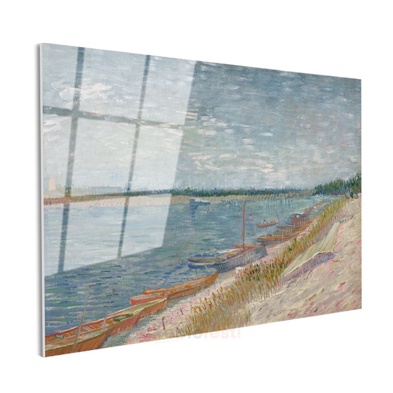 Vincent Van Gogh - Seine Nehri Kıyısı Cam Tablo