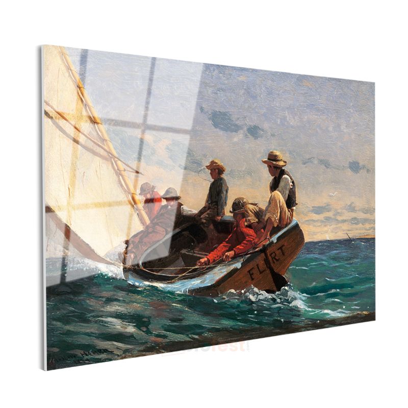 Winslow Homer - Yelkenli Tekne Cam Tablo
